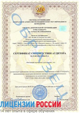 Образец сертификата соответствия аудитора №ST.RU.EXP.00006191-1 Нижнегорский Сертификат ISO 50001